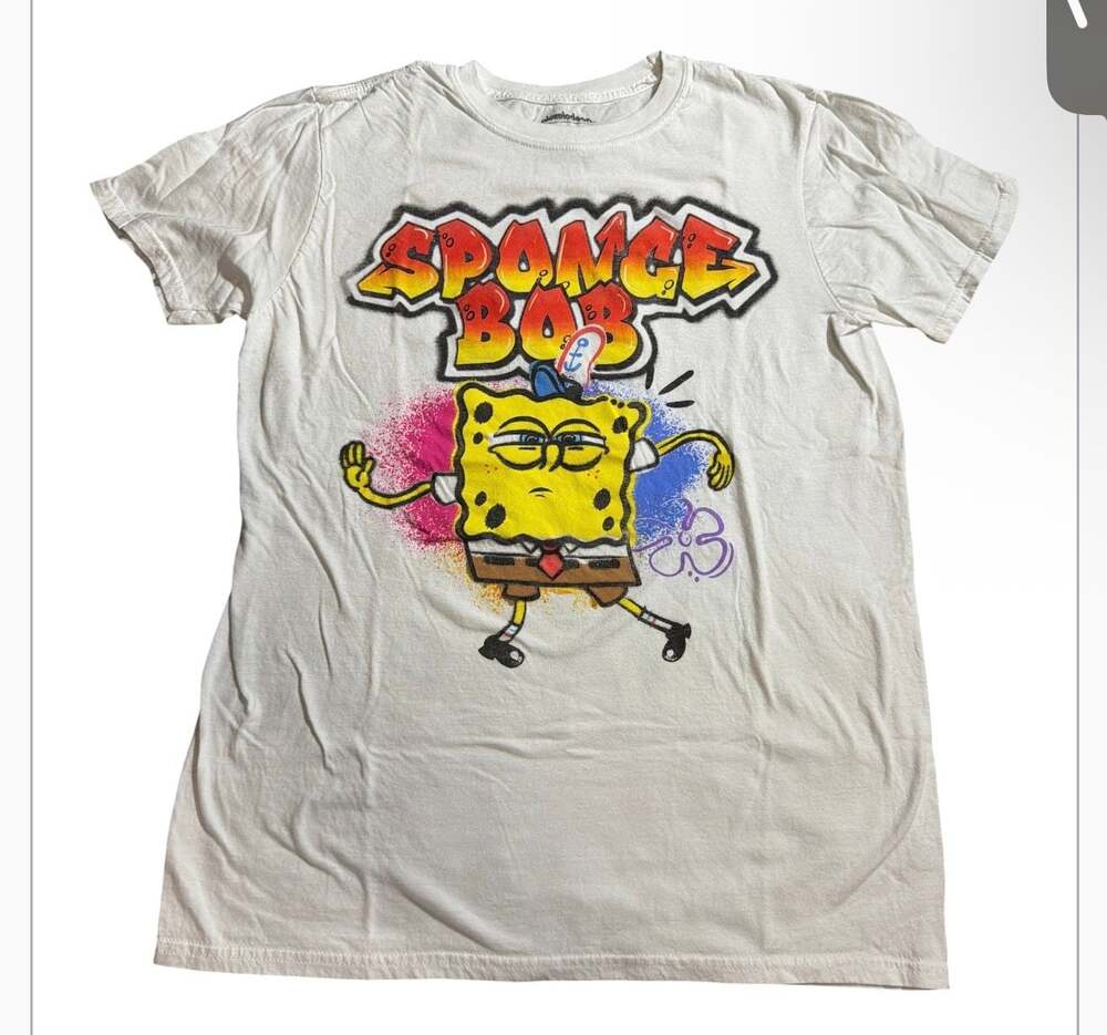 Nickelodeon SpongeBob SquarePants Graffiti Graphic Tee White Size M
